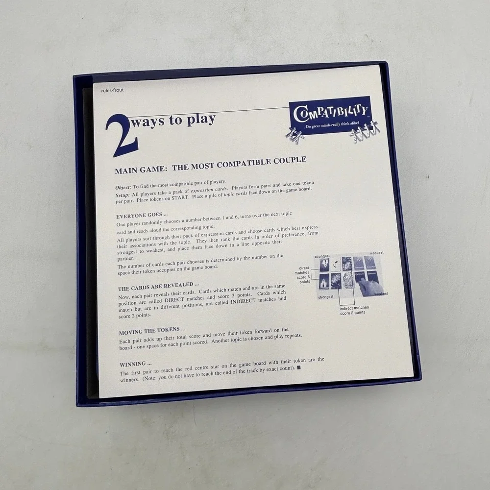 VINTAGE Compatibility COMPLETE Crown & Andrews 2003 Party Game Cards Pictures